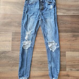 Vanilla Star Women's Distressed Skinny Jeans - Blue